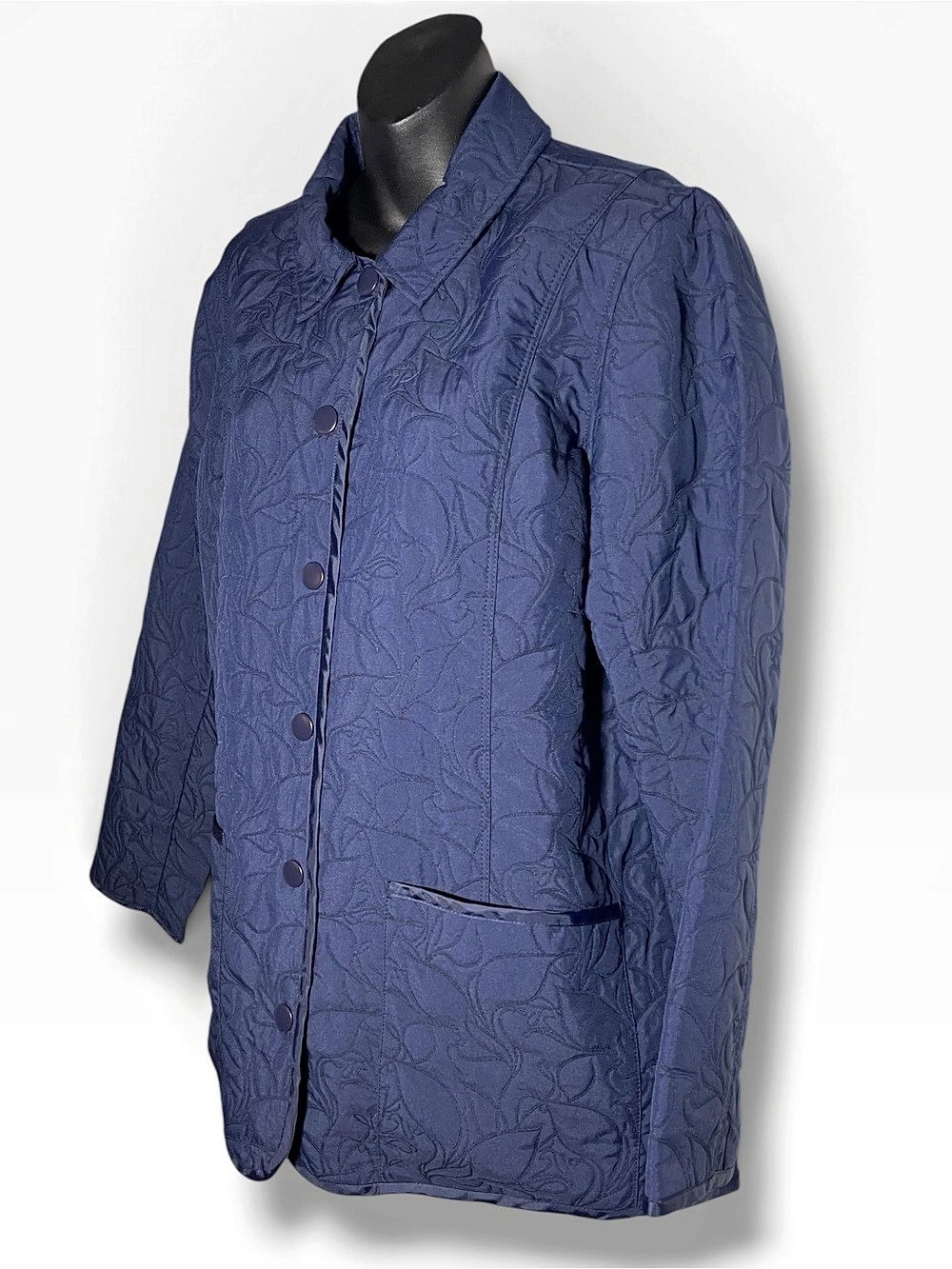 Joan Rivers Floral Quilted Jacket in Blue Medium Like New
